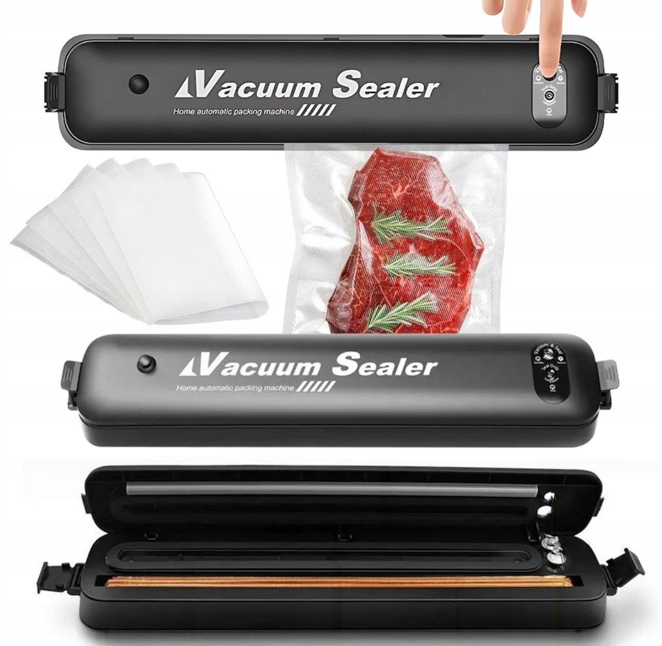 Aparat de Sigilat si Vidat , alimente si obiecte, vidare umeda/uscata/soft, 90W, 220V, portabil, negru