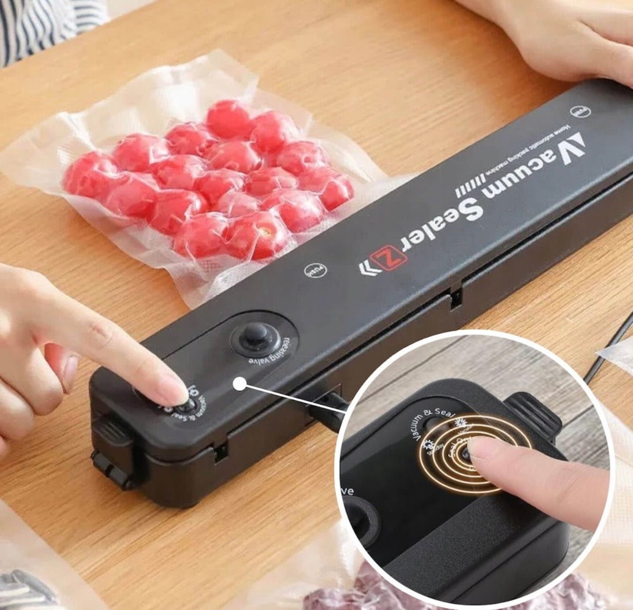 Aparat de Sigilat si Vidat , alimente si obiecte, vidare umeda/uscata/soft, 90W, 220V, portabil, negru