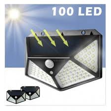 Lampă solară cu 100 LED-uri și senzor de mișcare, baterie 2200 mAh, 3 moduri iluminare