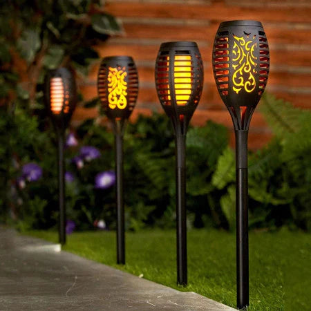 Set 4x Lampa solara tip torta cu efect flacara, 51.5 cm