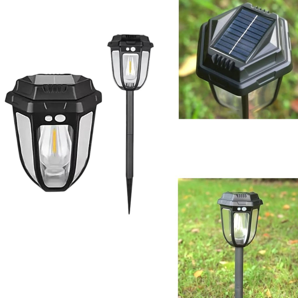 Lampa Solara cu Senzor de Miscare, awwaline, neagra, 2W, 1200 LM, prindere pe perete sau tip felinar, baterie 1200 mAh