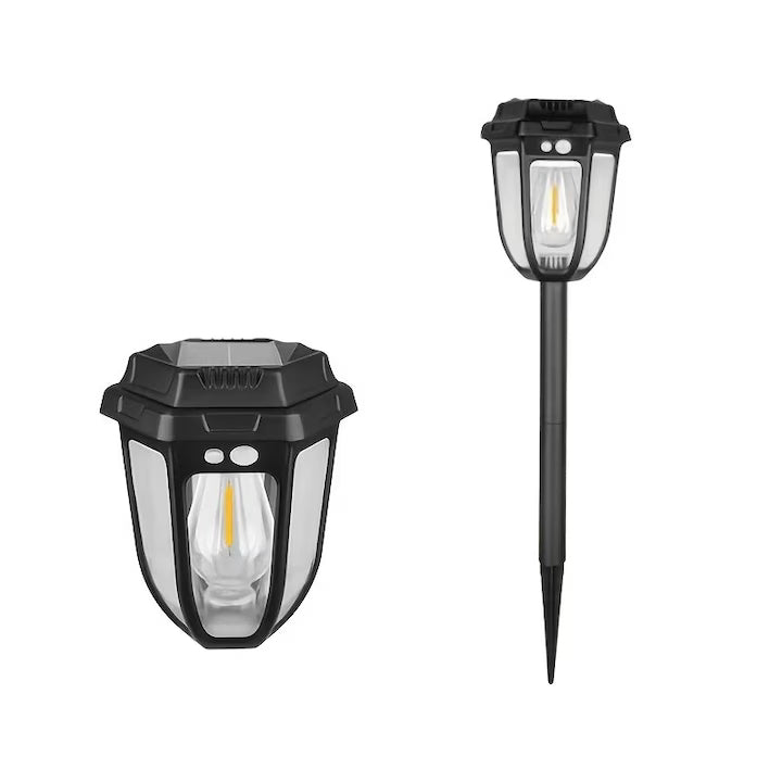 Lampa Solara cu Senzor de Miscare, awwaline, neagra, 2W, 1200 LM, prindere pe perete sau tip felinar, baterie 1200 mAh