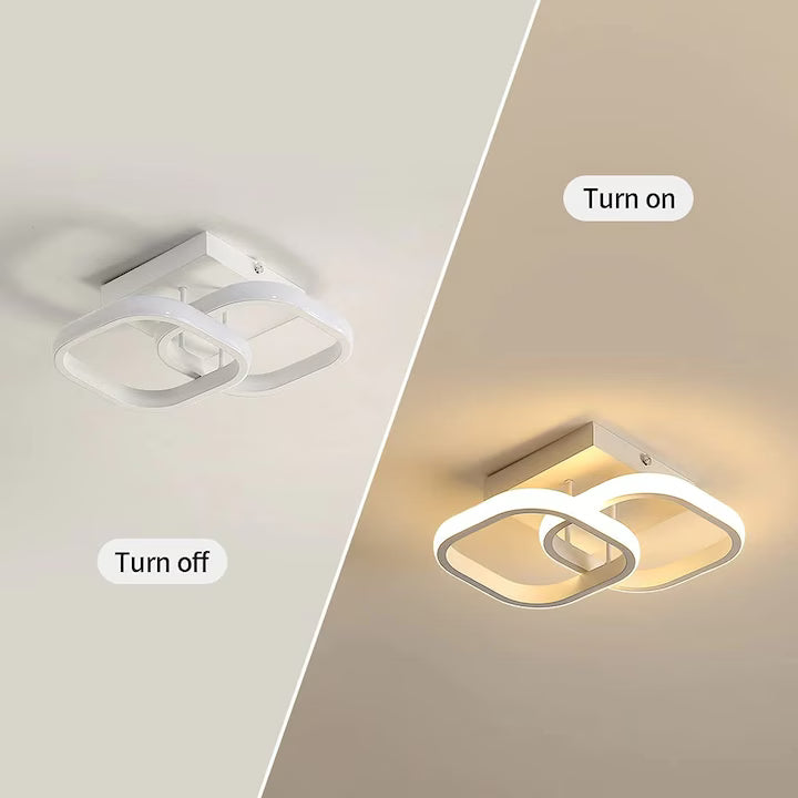 Lustra LED, Goeco, Acril/Metal, Model patrate, 22 W, Lumina calda, Alb