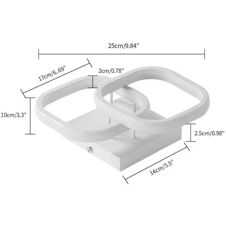 Lustra LED, Goeco, Acril/Metal, Model patrate, 22 W, Lumina calda, Alb