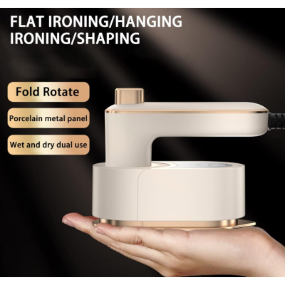 Mini fier de călcat portabil cu abur, pliabil și rotativ 180°, talpă ceramică titan, rezervor 50 ml