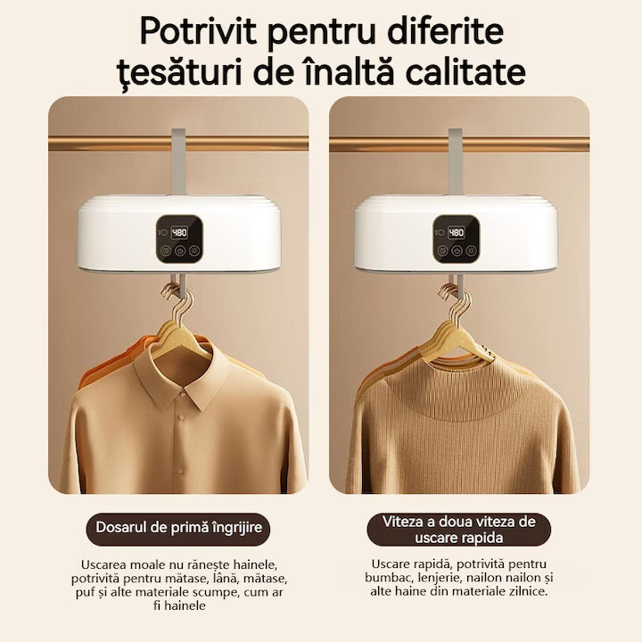 Uscator de rufe portabil, pliabil, temporizator, alb, 28x21x10cm, set complet.