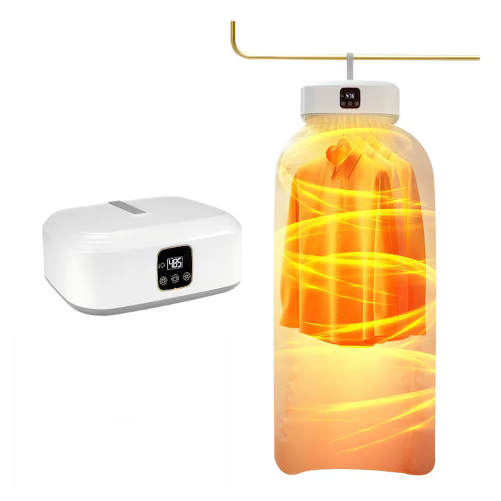 Uscator de rufe portabil, pliabil, temporizator, alb, 28x21x10cm, set complet.